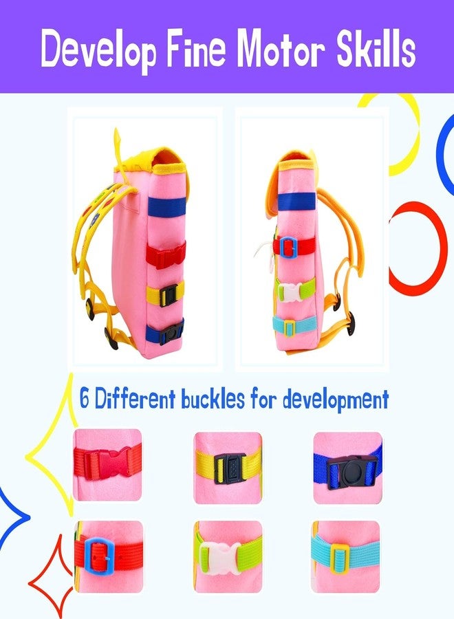 BeFunky Busy Board - Toddler Backpack with DIY Retractable Tube and Learning Activity Toys - Develop Fine Motor Skills and Basic Life Skills - Children's Travel Toy - Ideal Gift for 12 Months+ (Pink) - Image 3